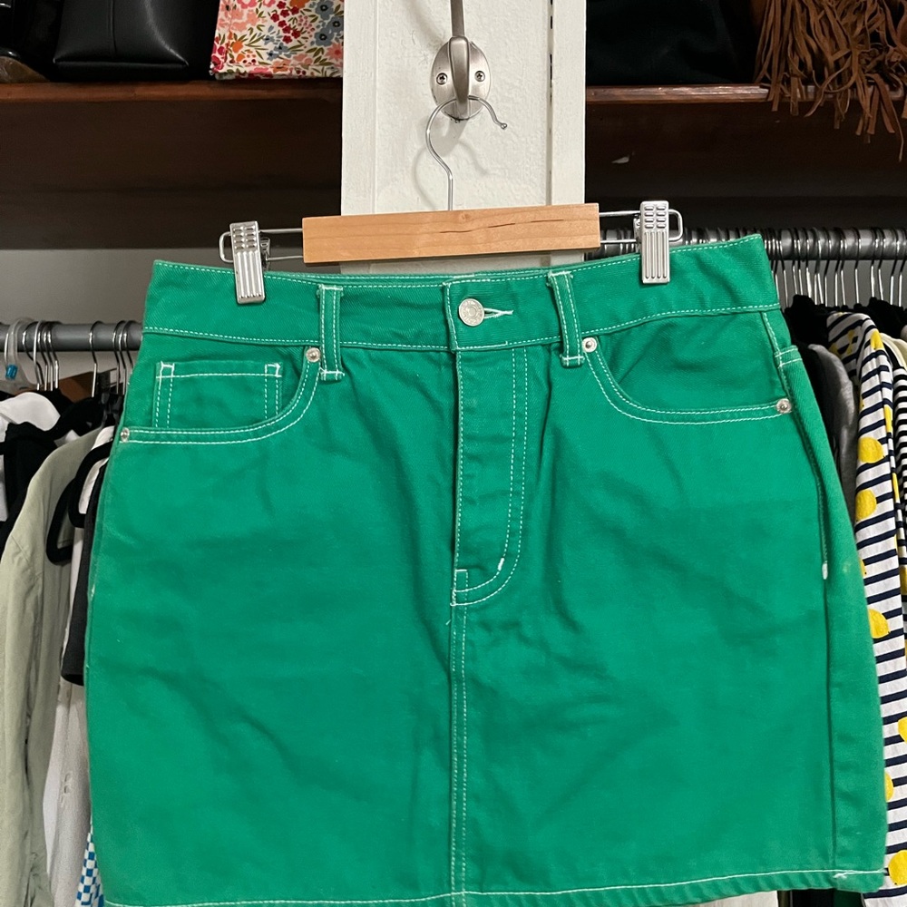 Green Denim Skirt